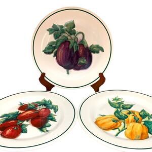 Set of 3 Willam Sonoma Harvest Vegetable Salads Plates 8”